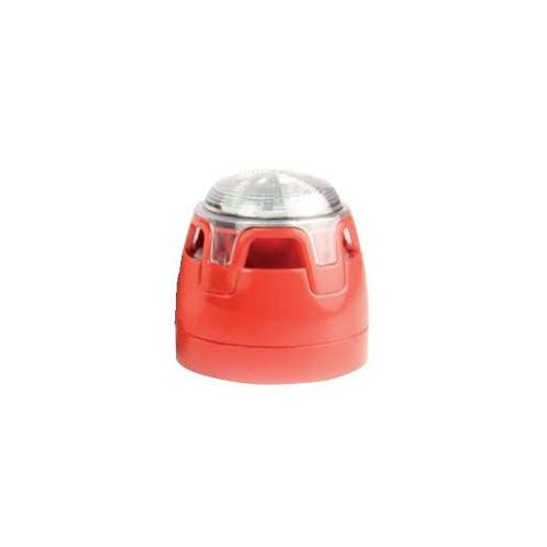 Hagyományos, fehér hang-fényjelző, átlátszó búra, piros LED (C, W, kategória) lapos aljzat