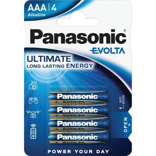 Panasonic EVOLTA AAA mikro 1.5V szupertartós alkáli elemcsomag LR03EGE-4BP