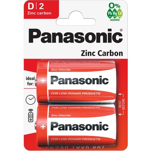 Panasonic Red Zinc D/góliát 1.5V cink-mangán tartós elemcsomag