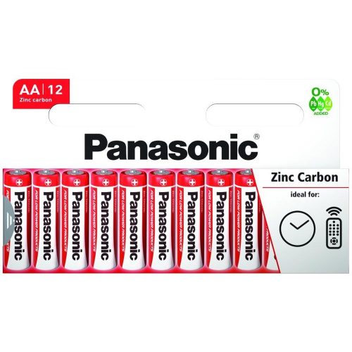 Panasonic Red Zinc AA ceruza 1.5V cink-mangán tartós elem 12db/csomag R6RZ