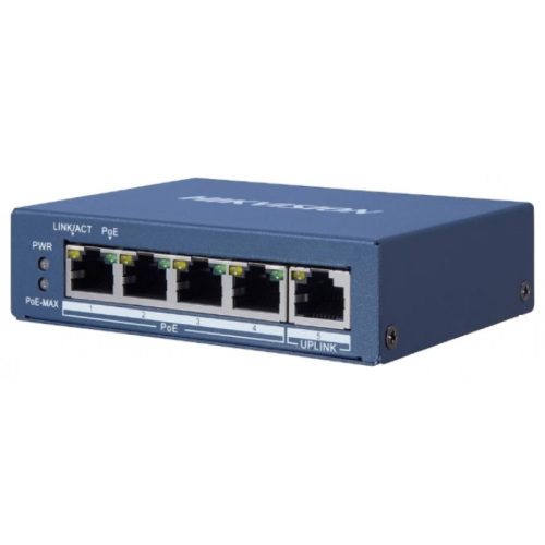 5 portos Gbit PoE switch (35 W); 4 PoE + 1 uplink port; nem menedzselhető