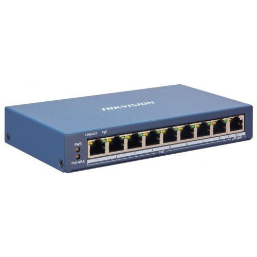 9 portos PoE switch (110 W); 8 PoE + 1 uplink port; smart menedzselhető