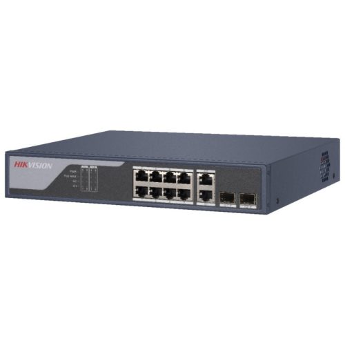 10 portos PoE switch (125 W); 8 PoE + 2 kombinált uplink port; smart menedzselhető
