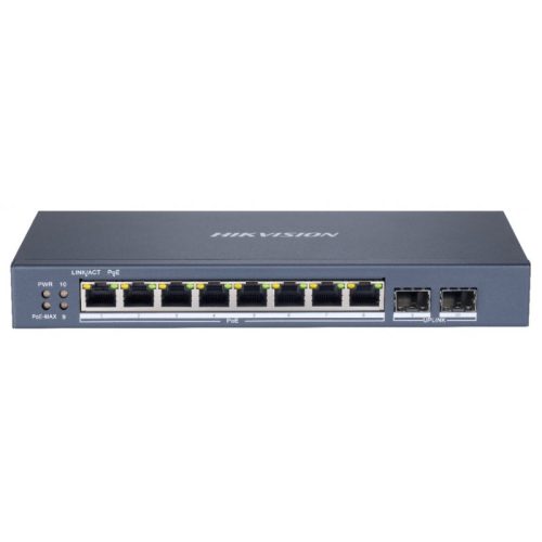 10 portos Gbit PoE switch (110 W); 8 PoE + 2 SFP uplink port; smart menedzselhető