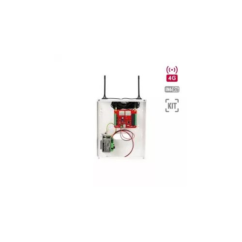  Dualcom - 4G.IN6.R6 - minősített tűzátjelző kommunikátor, 2 modemmel, 4G, 6 bemenet + 6 relé fémdobozban, tápegységgel