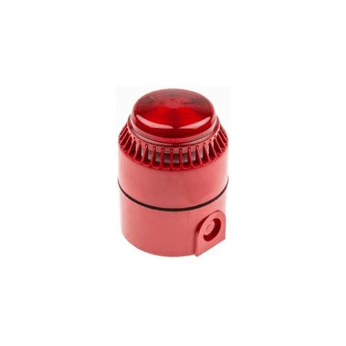 Hagyományos sziréna villanóval PIROS ház piros színű LED villanó beltéri/külT. FLASHNI magas aljzat