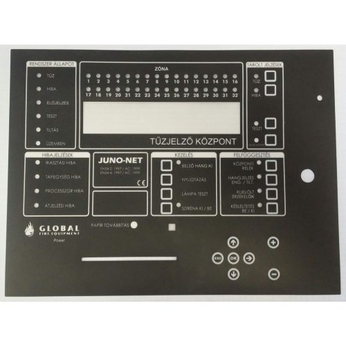 Global Fire GFE JUNO-NET előlapi matrica tűzjelző központ kiegészítő