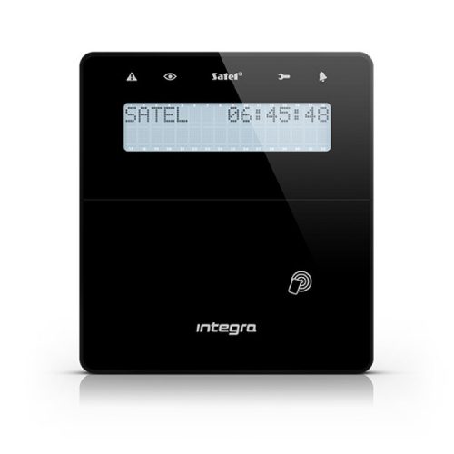 LCD kezelő INTEGRA központokhoz; kártyaolvasóval és lenyíló billentyűzetvédővel; fekete
