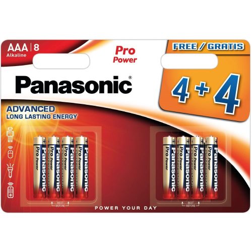 Panasonic Pro Power AAA mikro 1.5V szupertartós alkáli elemcsomag LR03PPG-8BW  