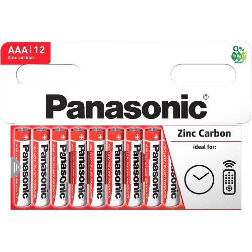 Panasonic Red Zinc AAA mikro 1.5V cink-mangán tartós elem 12db/csomag R03RZ