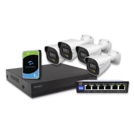   Techson TCR I12 S04-NS 4 csatornás IP rögzítő + 1 TB HDD + 1 db TCS-AGP04-2GU switch + 4 db EH1 C904